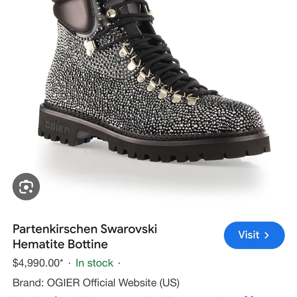 Ogier Women's Black hematite Boots Swarovski